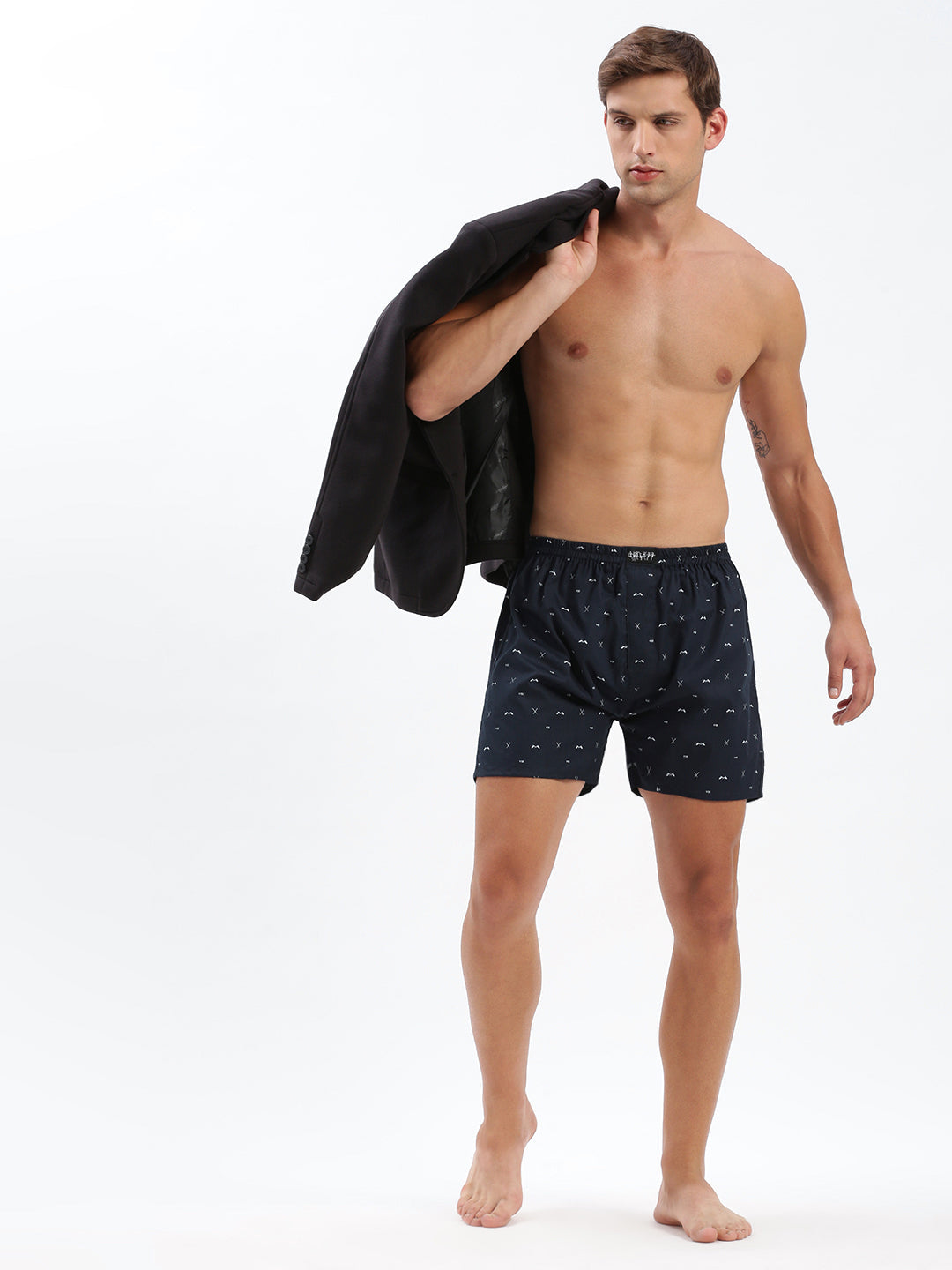 Men Printed Navy Blue Boxer