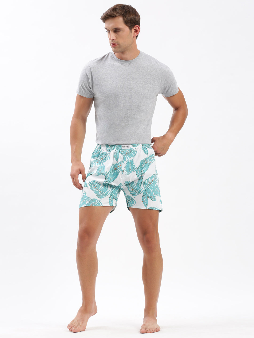 Men Printed White Boxer