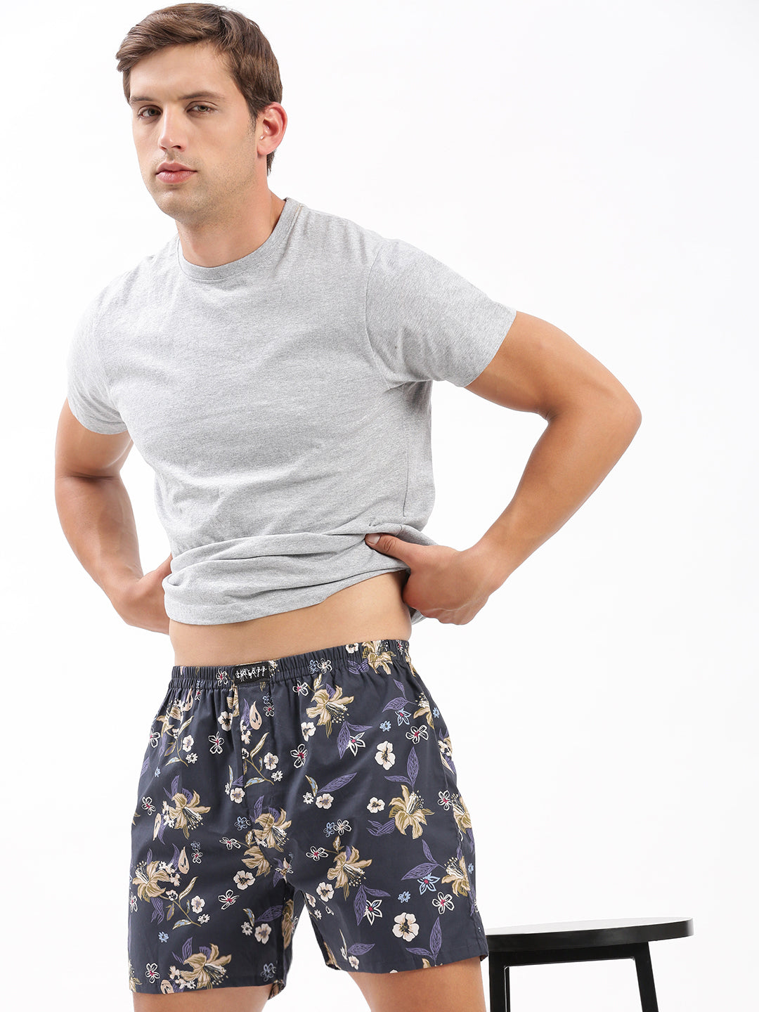 Men Printed Navy Blue Boxer