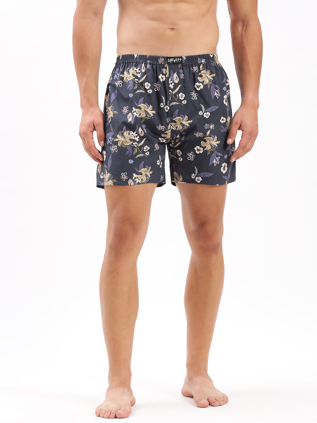 Men Printed Navy Blue Boxer