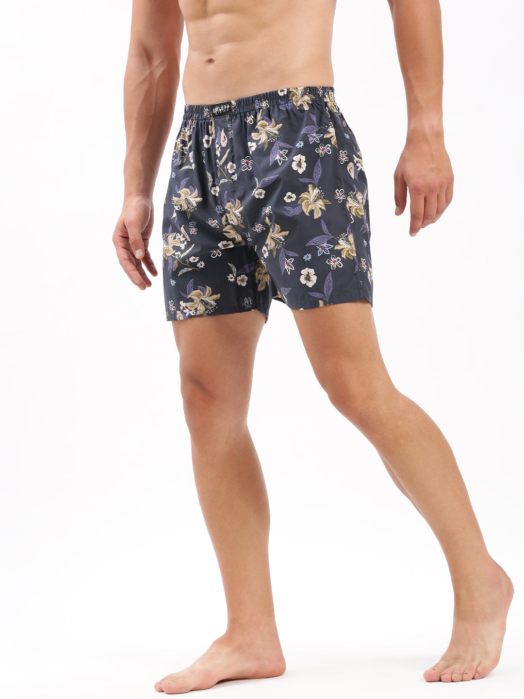 Men Printed Navy Blue Boxer