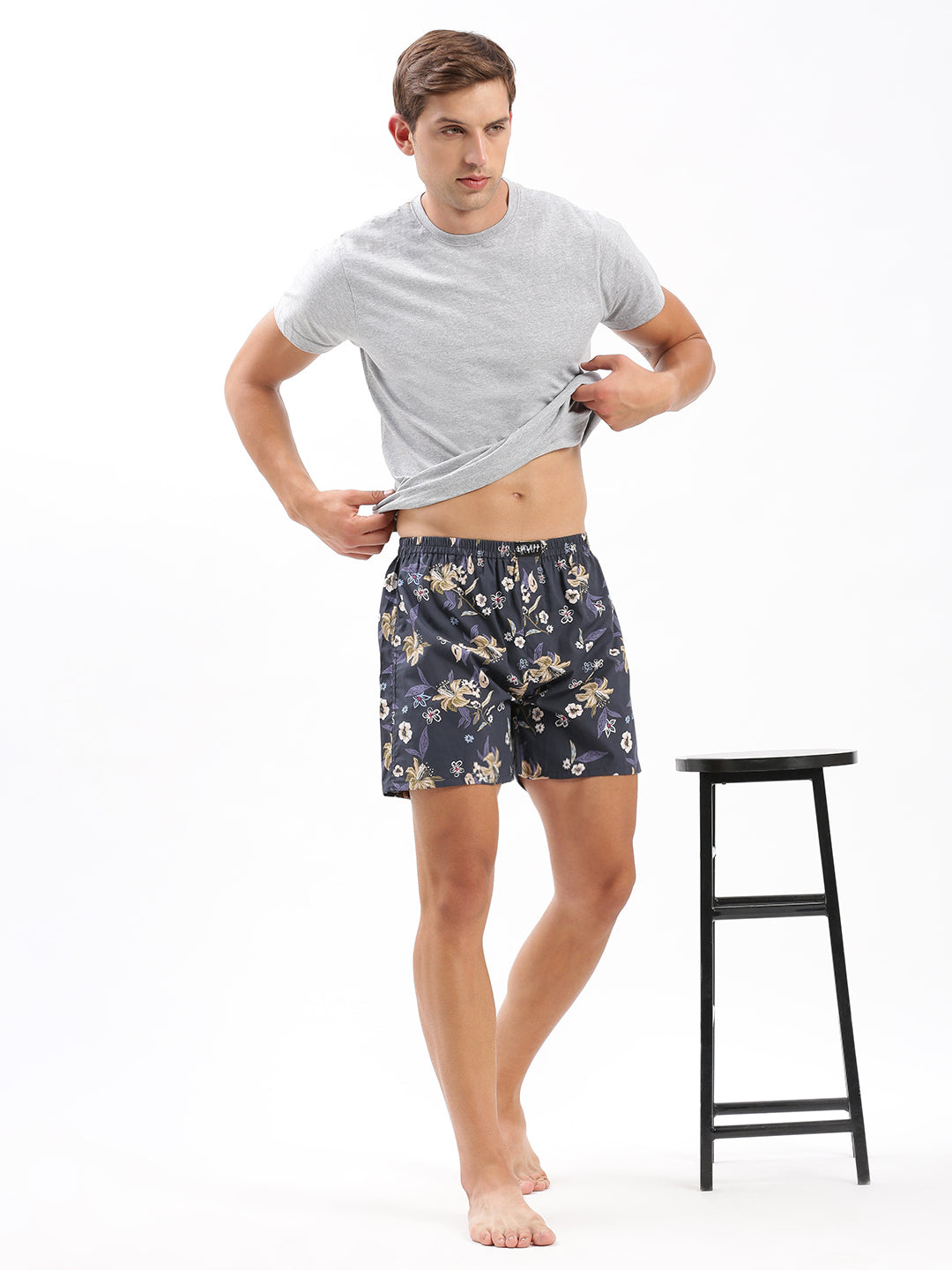 Men Printed Navy Blue Boxer