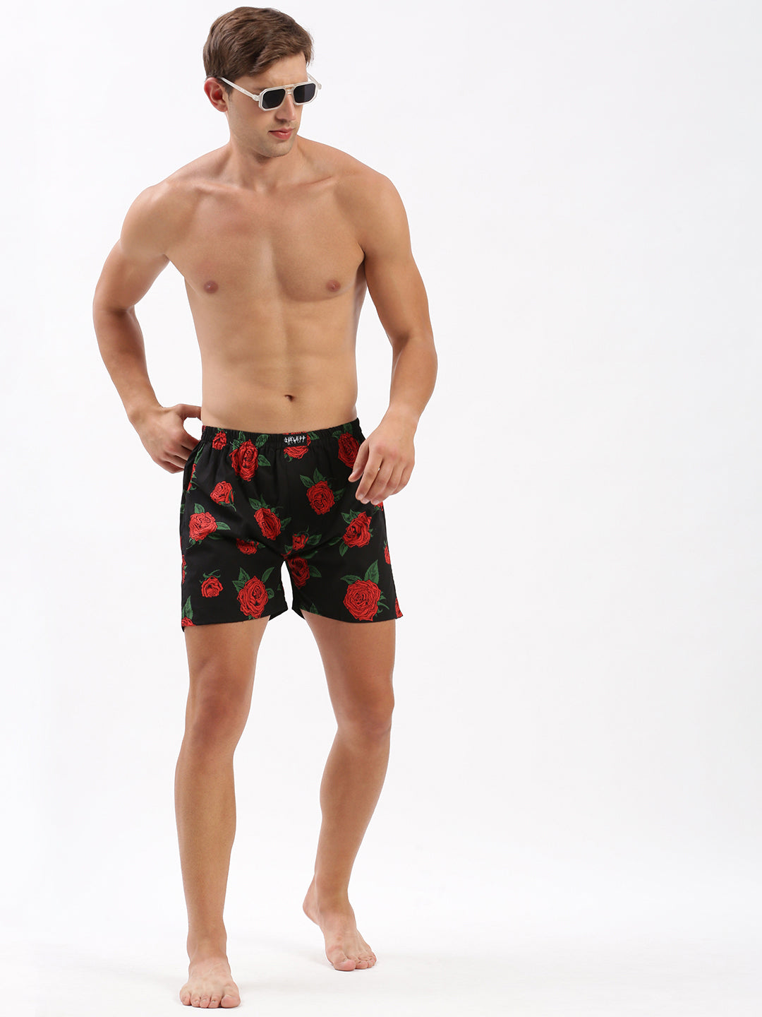 Men Printed Black Boxer