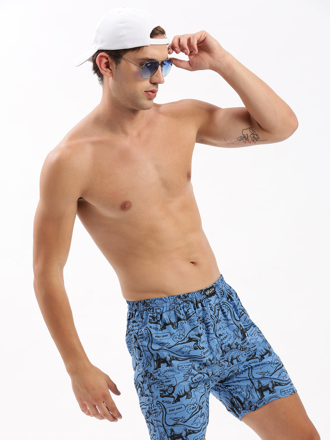 Men Printed Blue Boxer