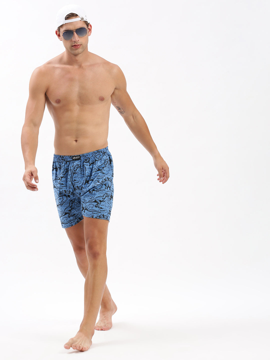 Men Printed Blue Boxer