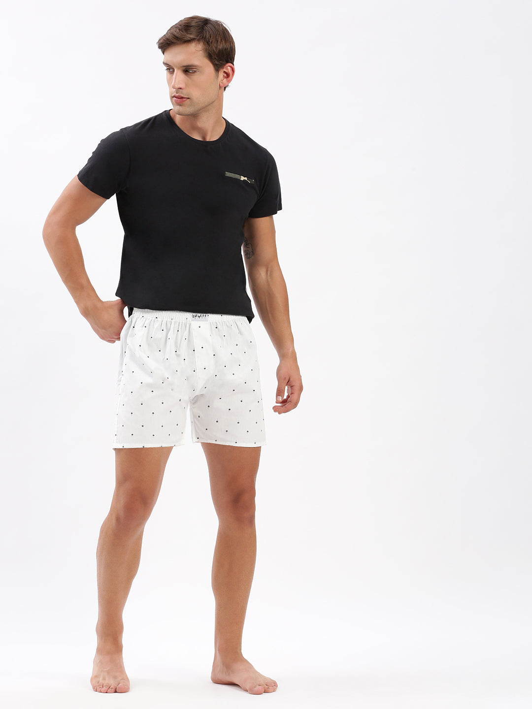 Men Printed White Boxer