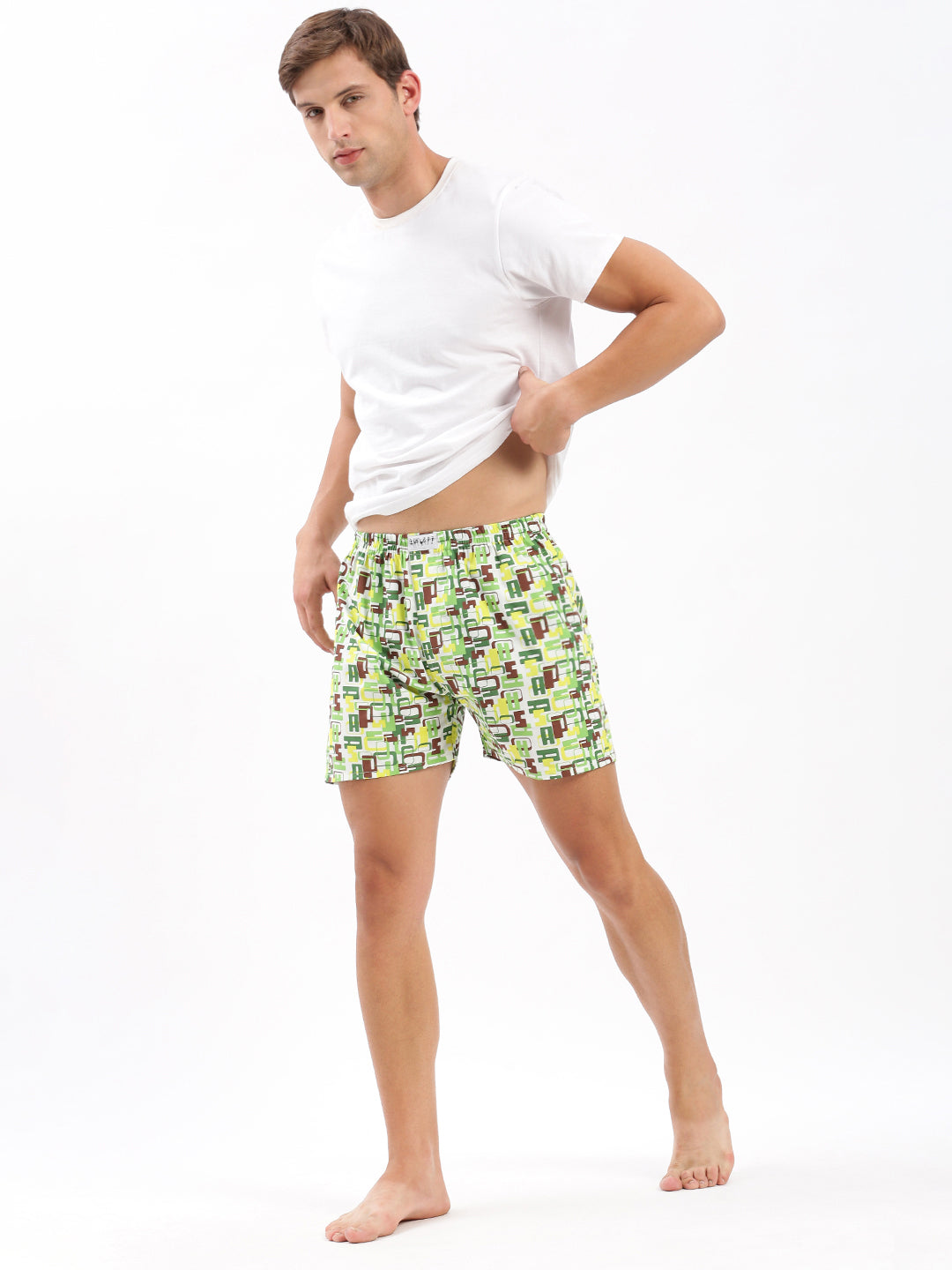 Men Printed Green Boxer