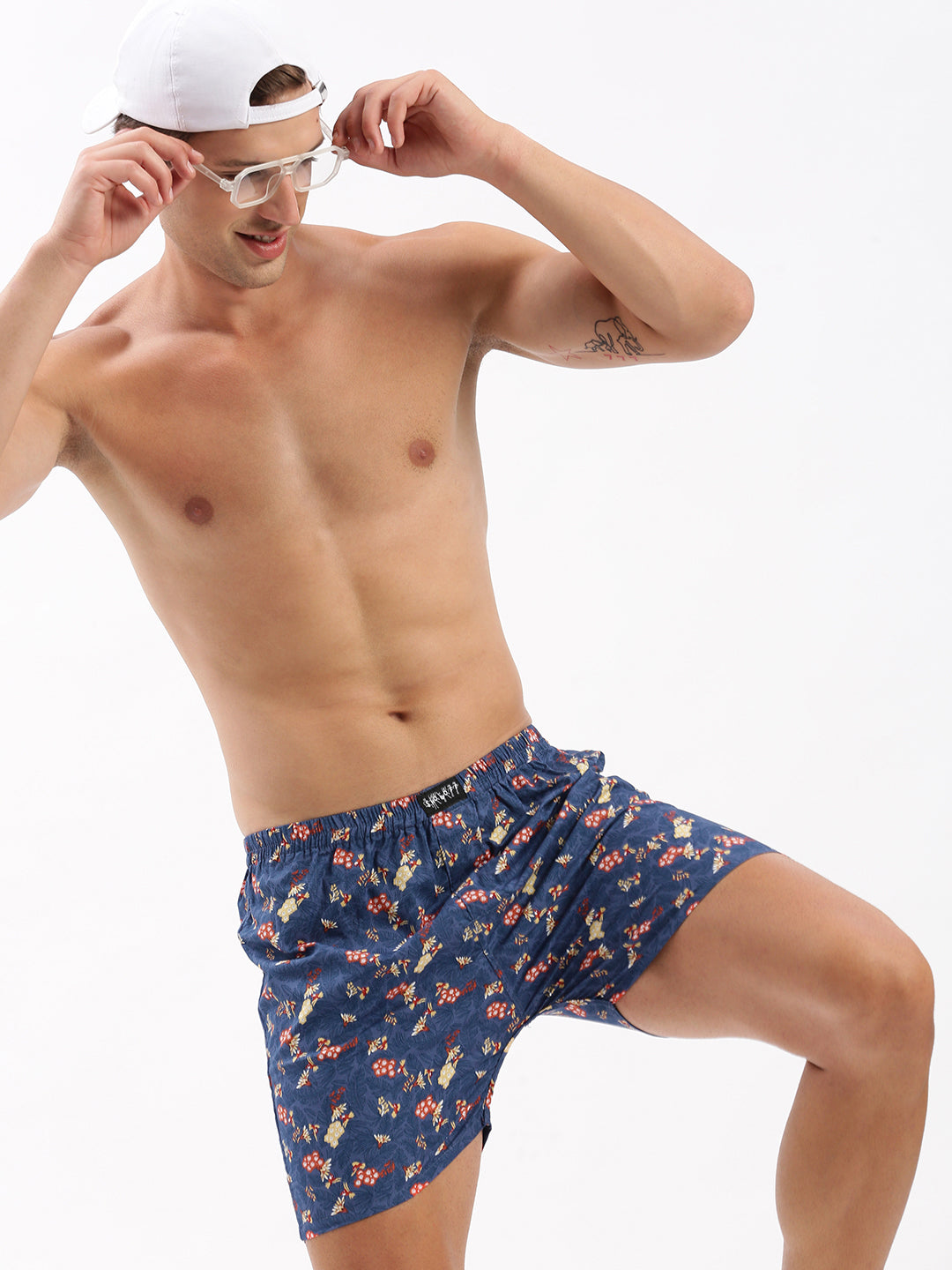 Men Printed Blue Boxer