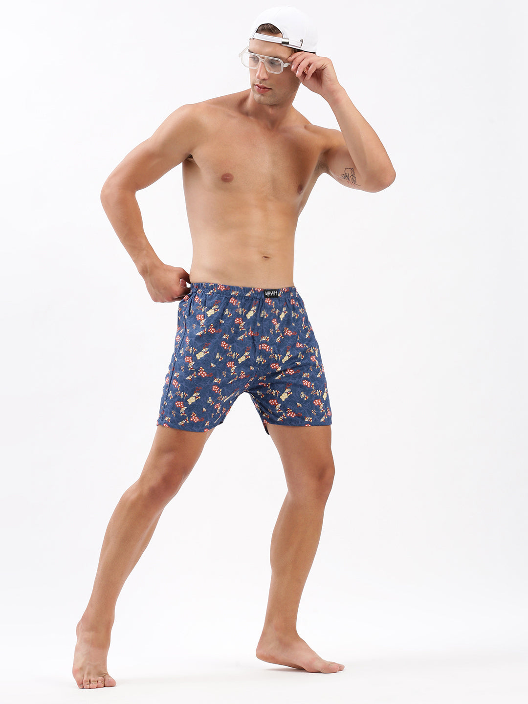 Men Printed Blue Boxer