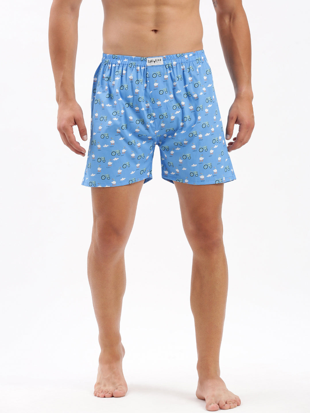 Men Printed Blue Boxer