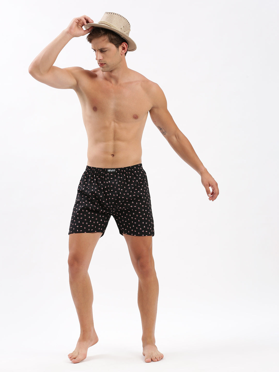 Men Printed Black Boxer