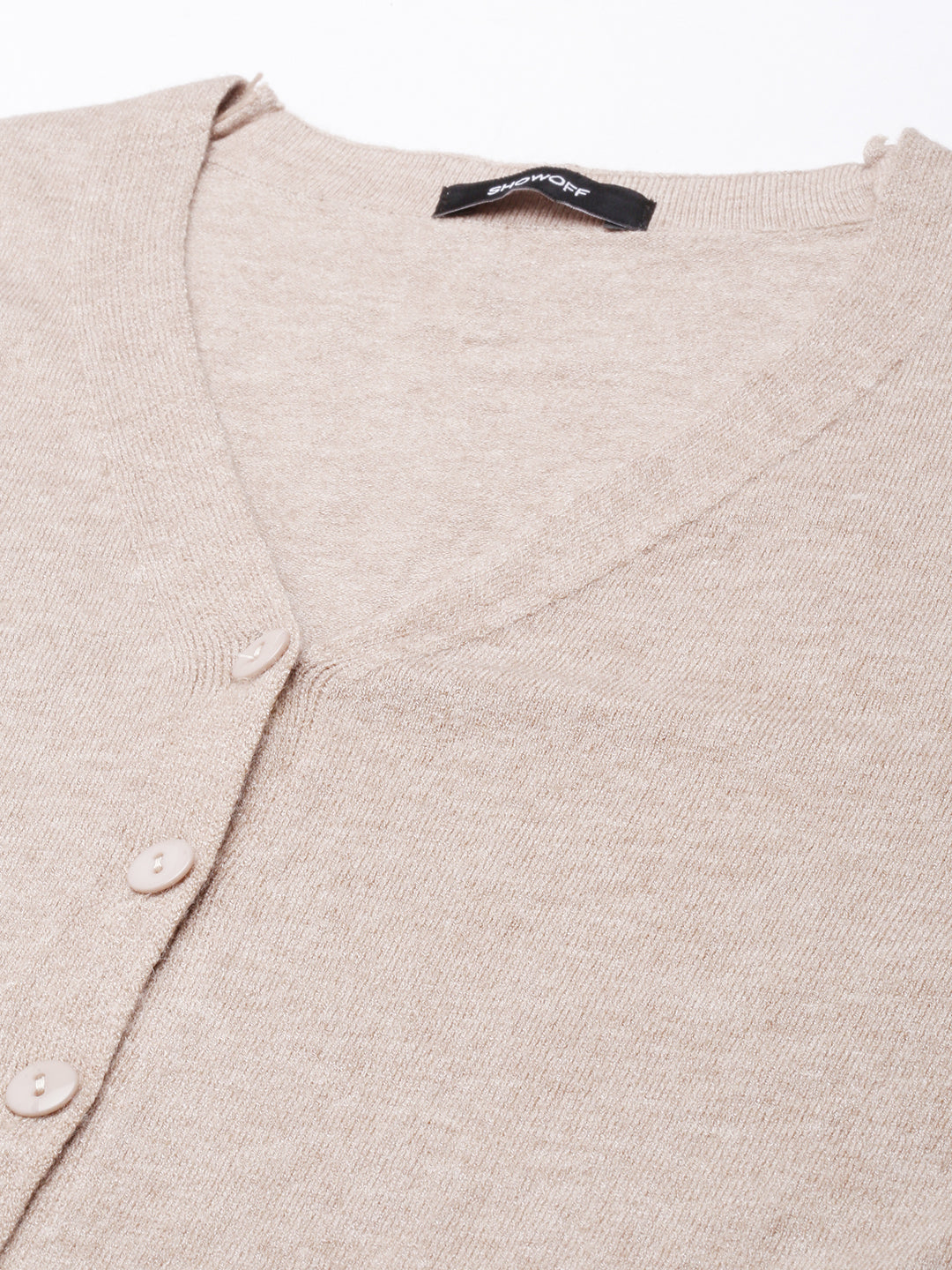 Women's Solid Beige Cardigan