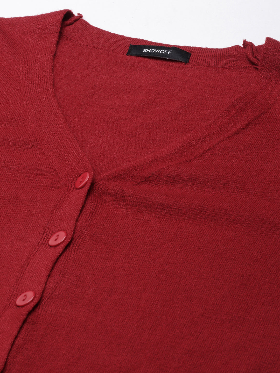 Women's Solid Maroon Cardigan