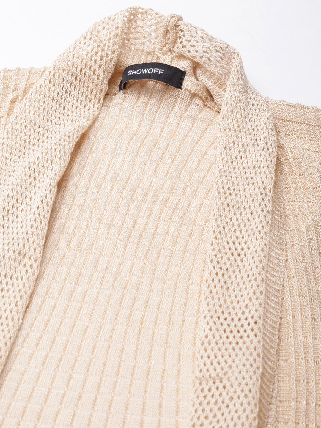 Women's Self Design Beige Shrug