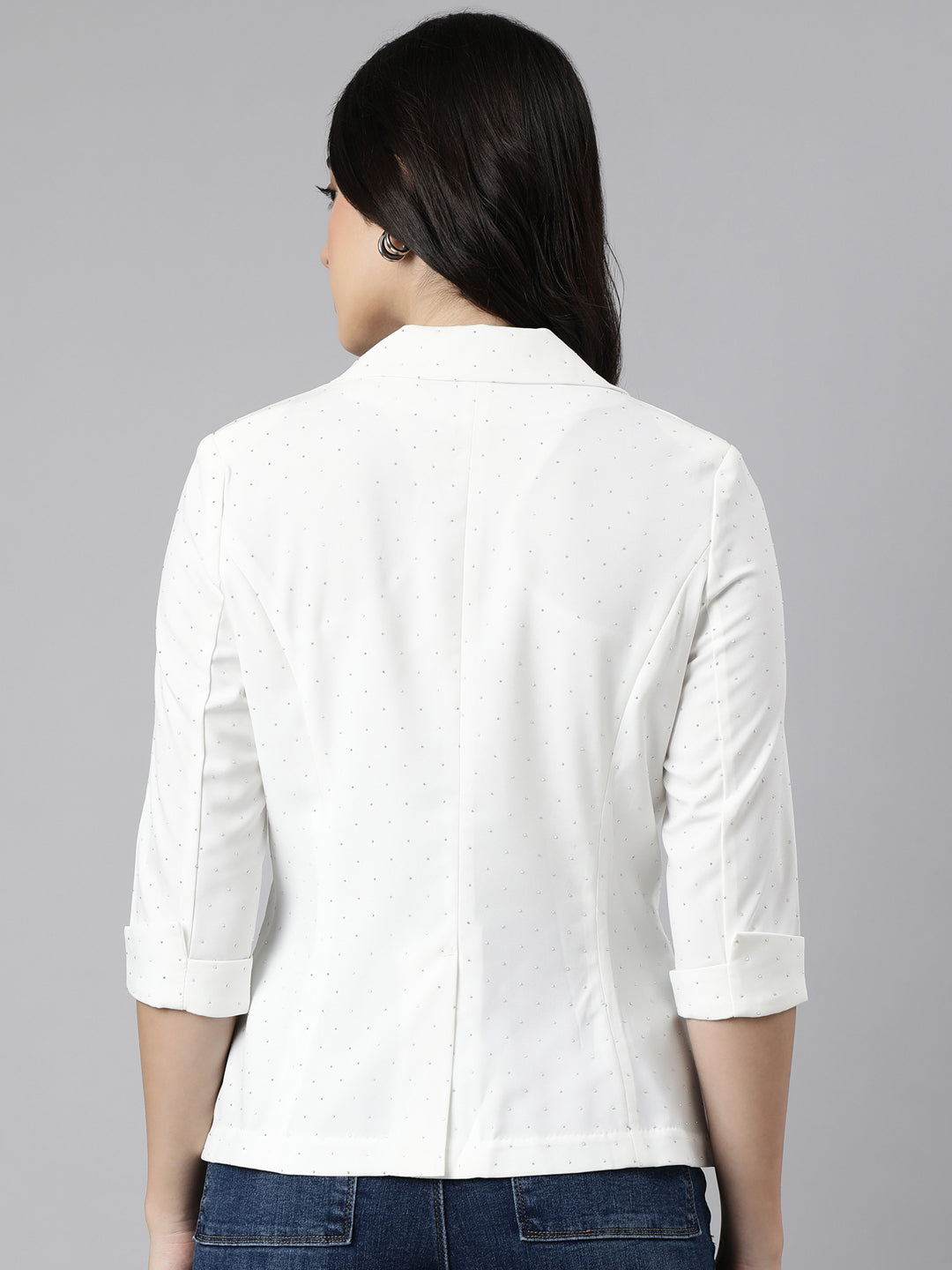 Women Off White Single-Breasted Blazer