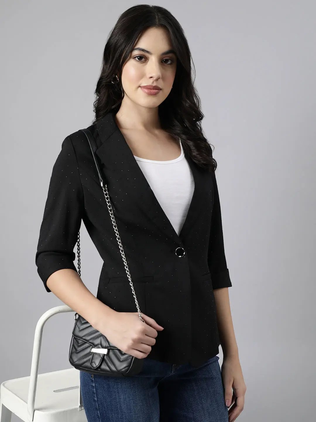 Women's Black Single-Breasted Blazer