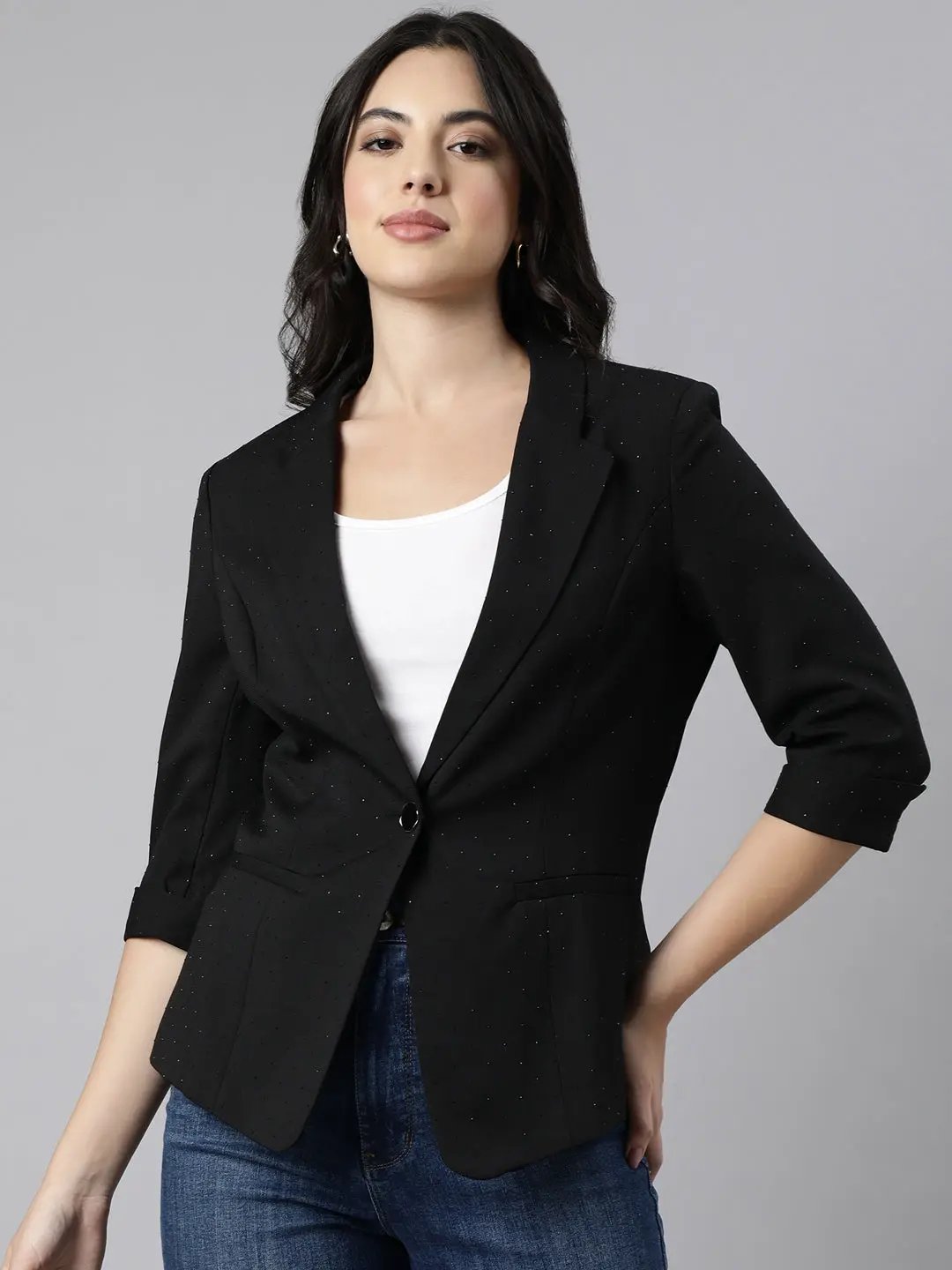 Women's Black Single-Breasted Blazer