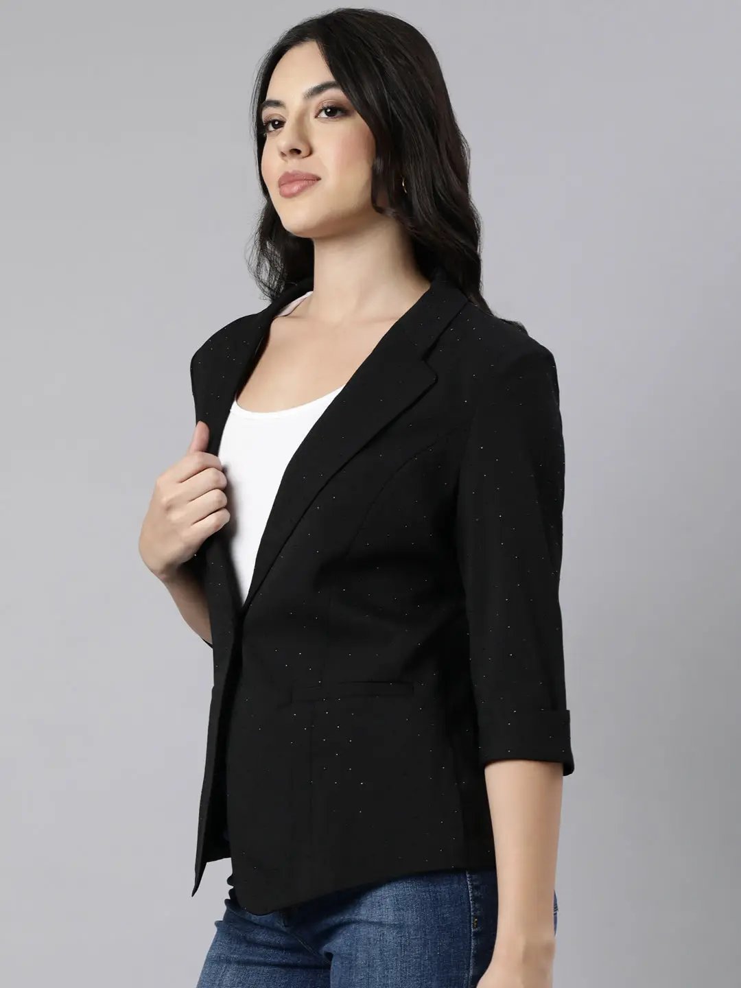Women's Black Single-Breasted Blazer