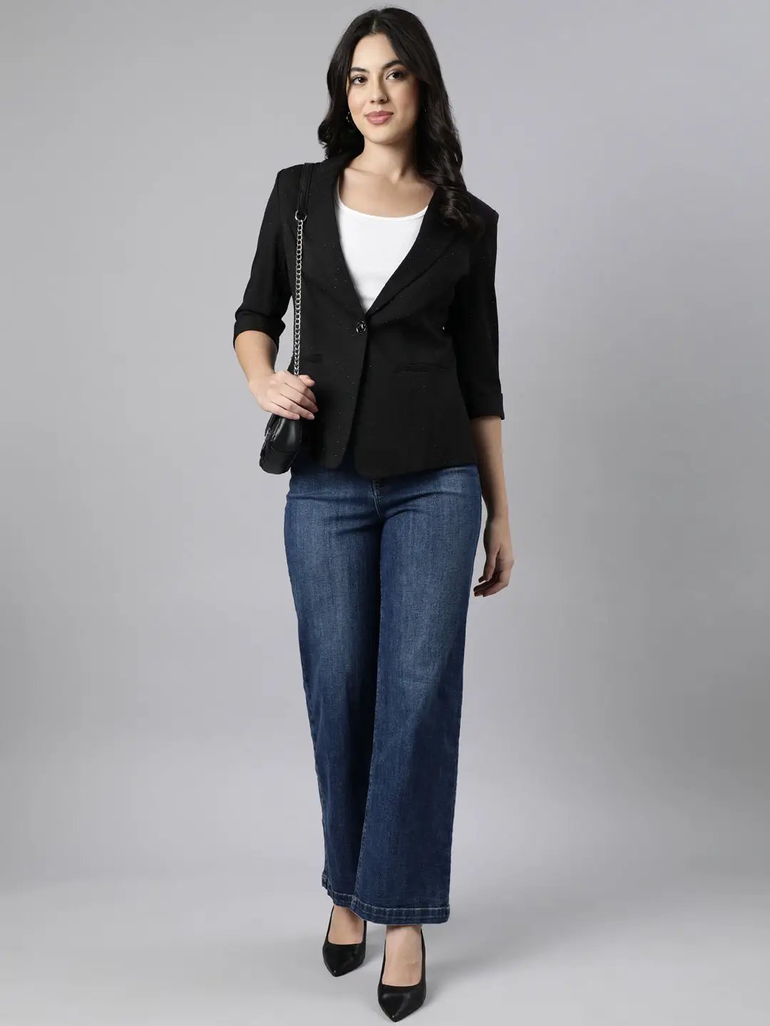 Women's Black Single-Breasted Blazer