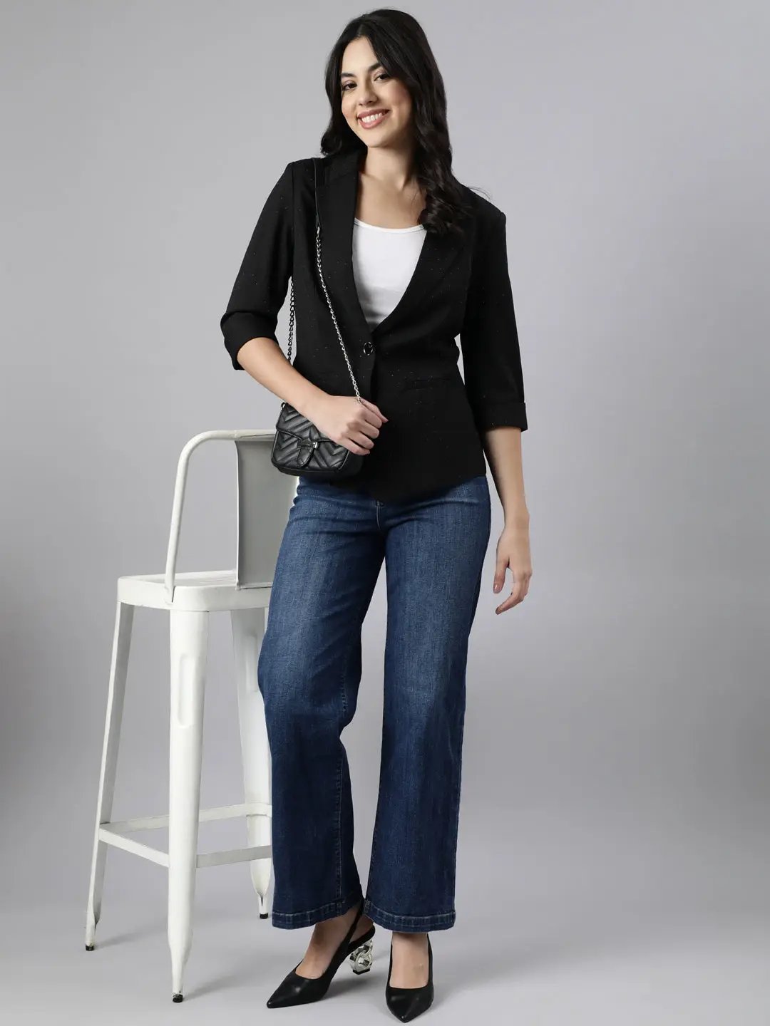 Women's Black Single-Breasted Blazer