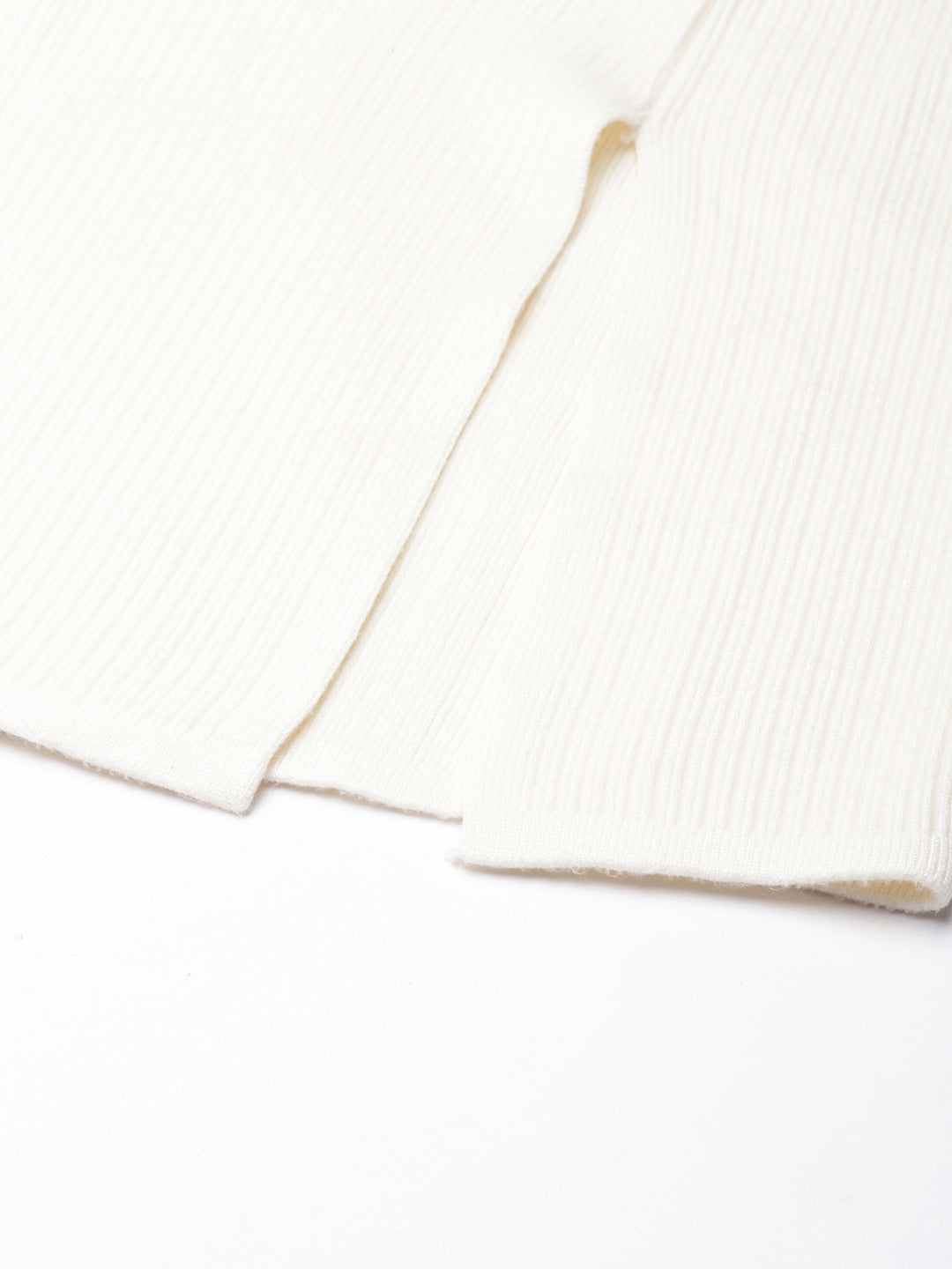 Women's Self Design Cream Straight Midi Skirt