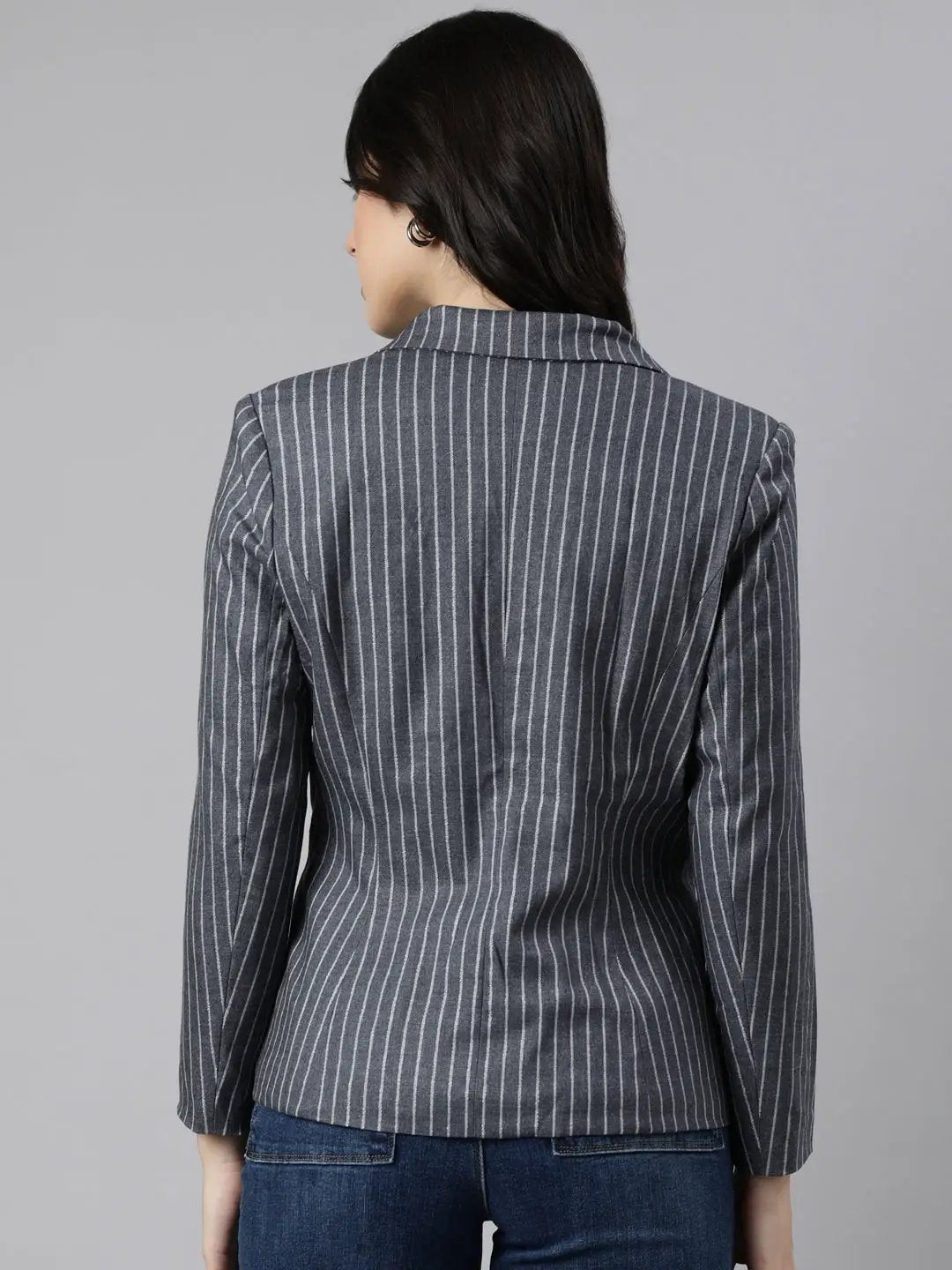 Women's Grey Single-Breasted Blazer