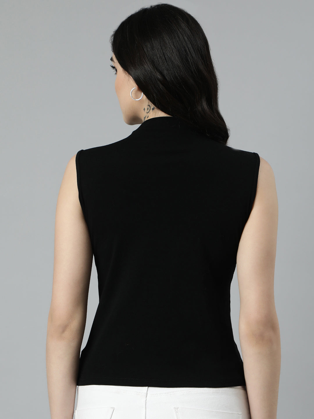 Women Solid Black Top