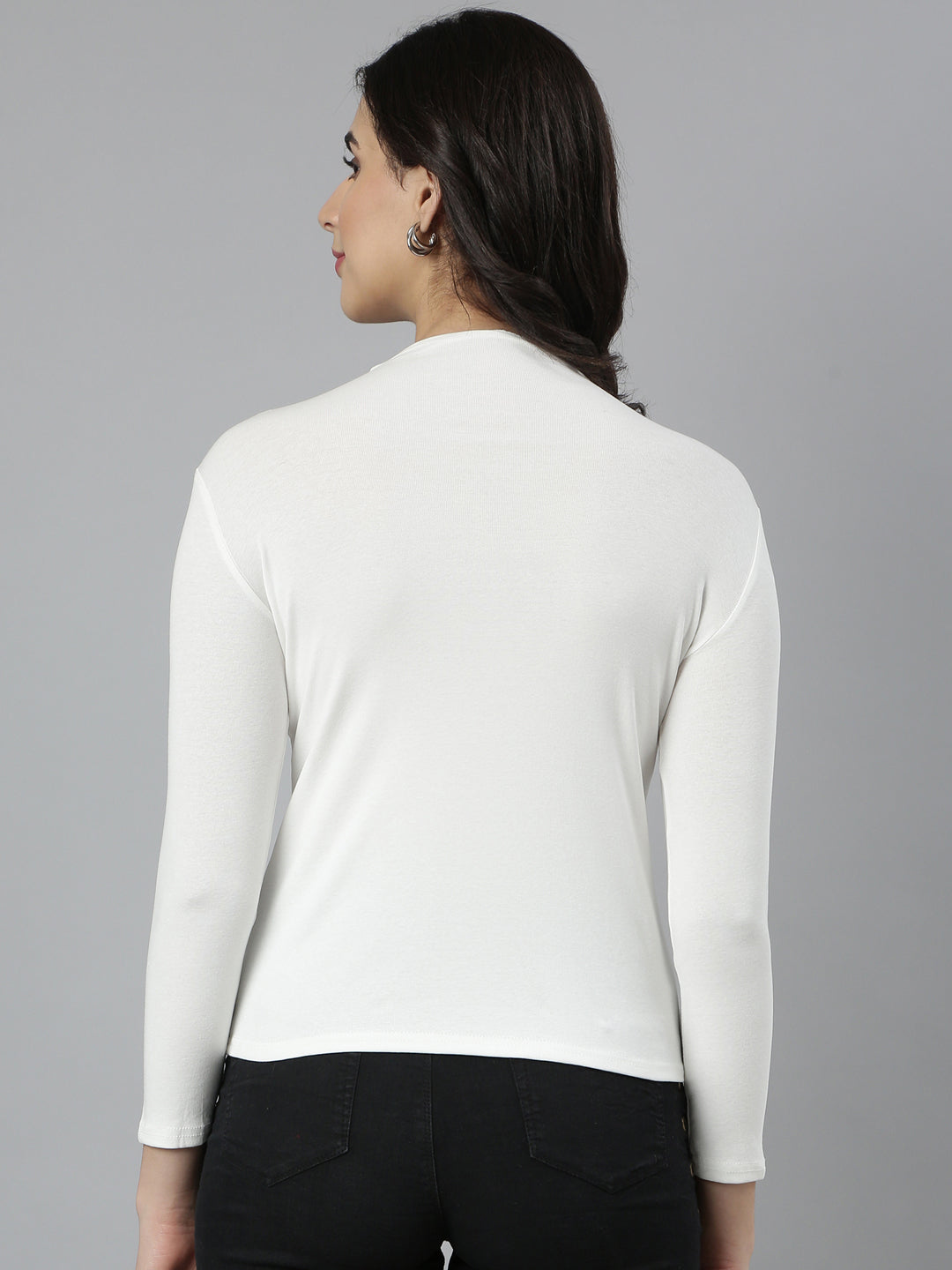 Women Solid Off White Top