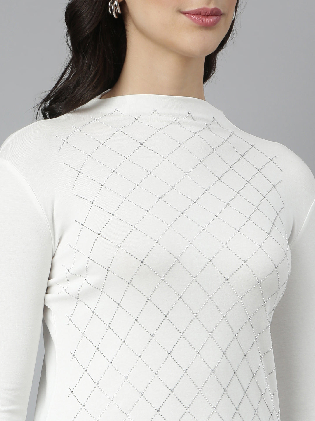 Women Solid Off White Top