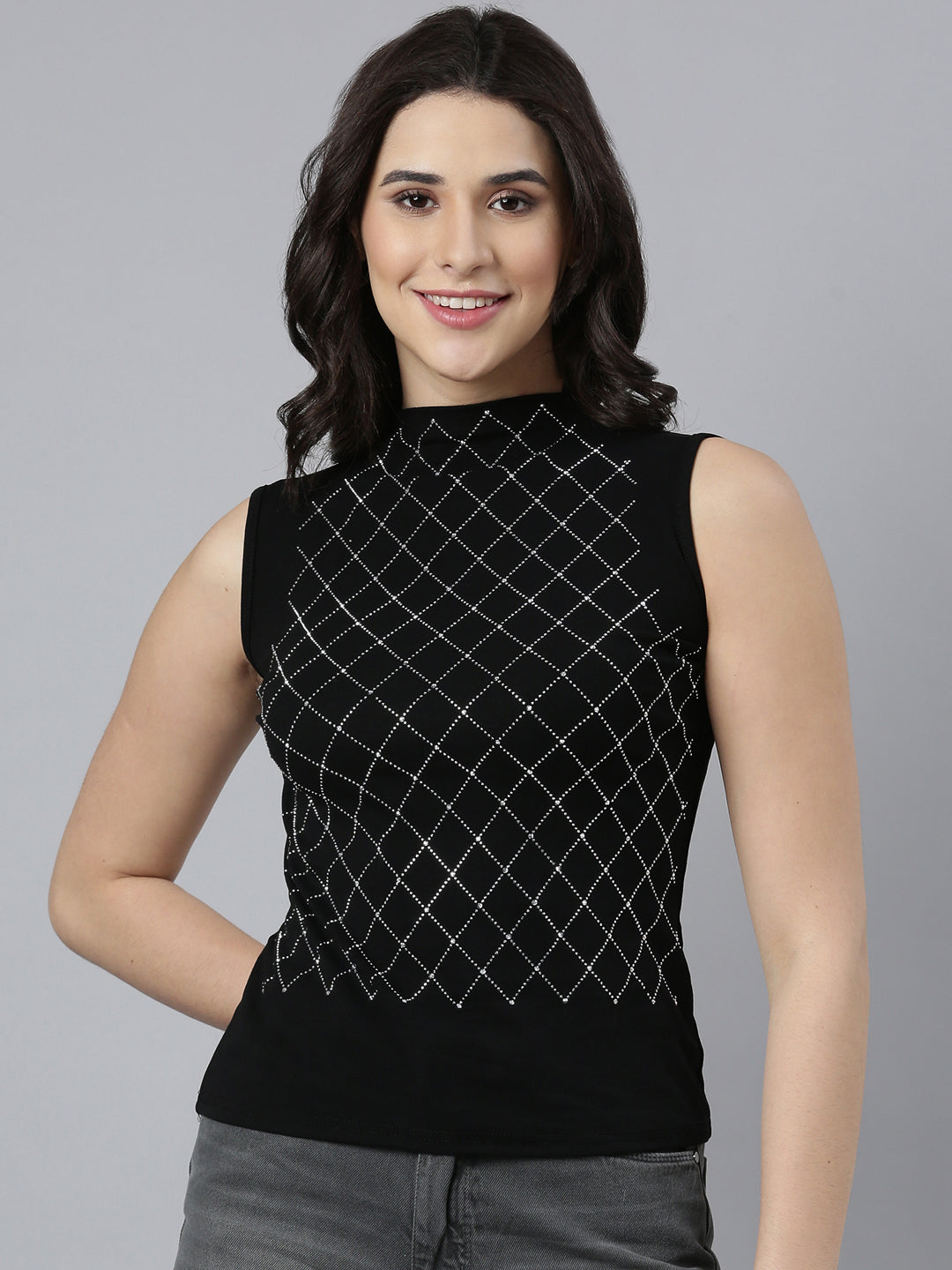 Women's Solid Black Top