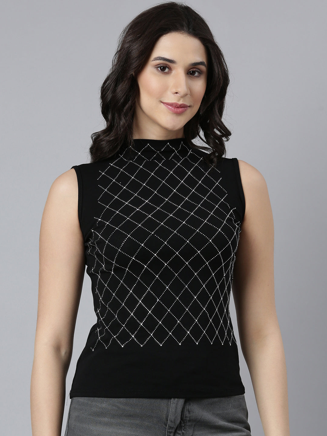 Women's Solid Black Top