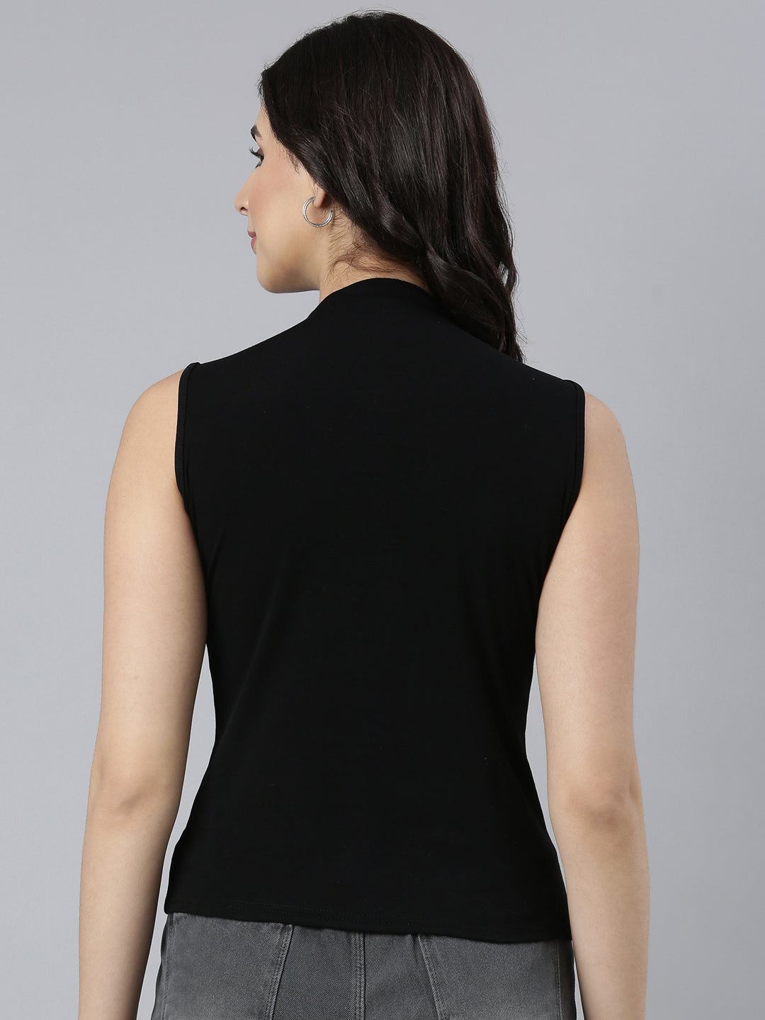 Women's Solid Black Top