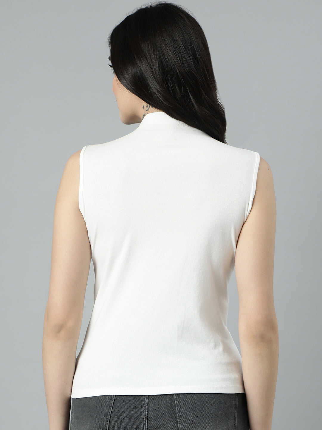 Women Solid Off White Top