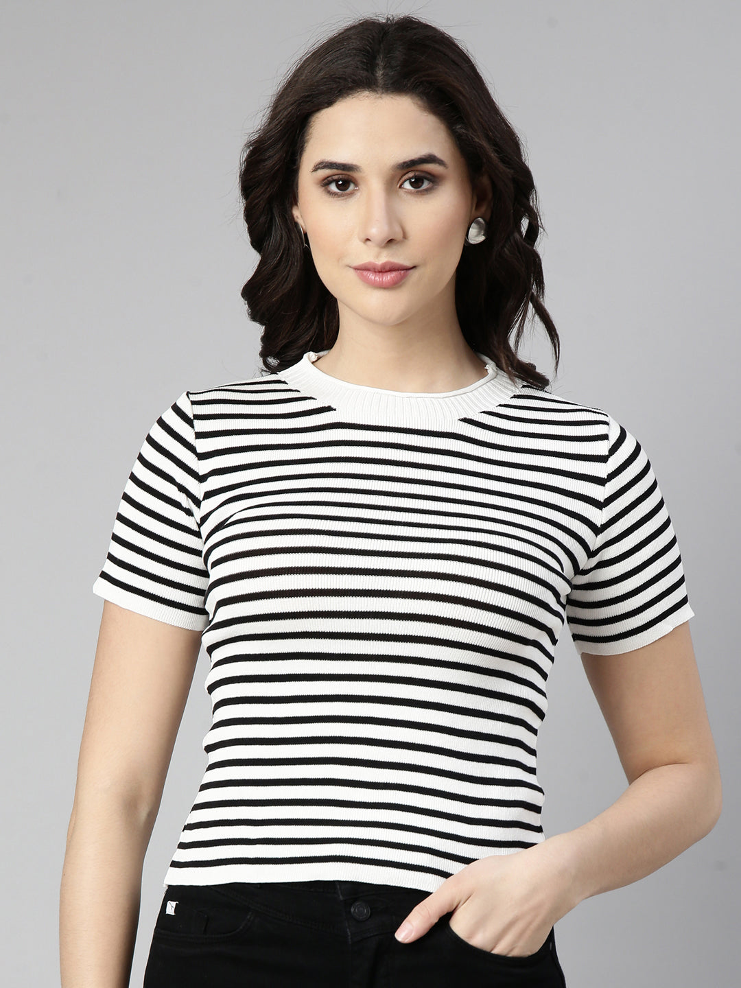 Women's Striped White Top