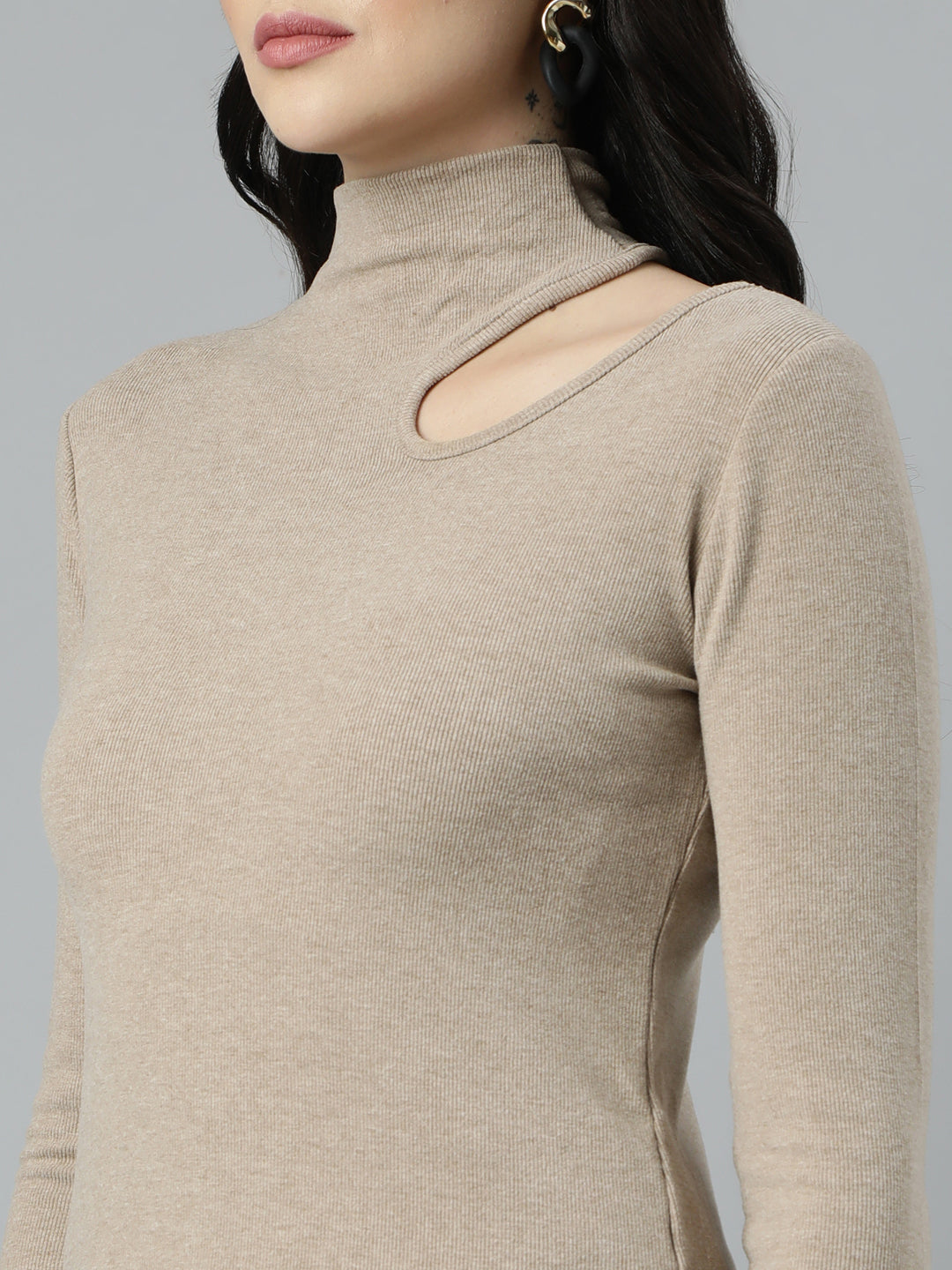 Women Solid Beige Top