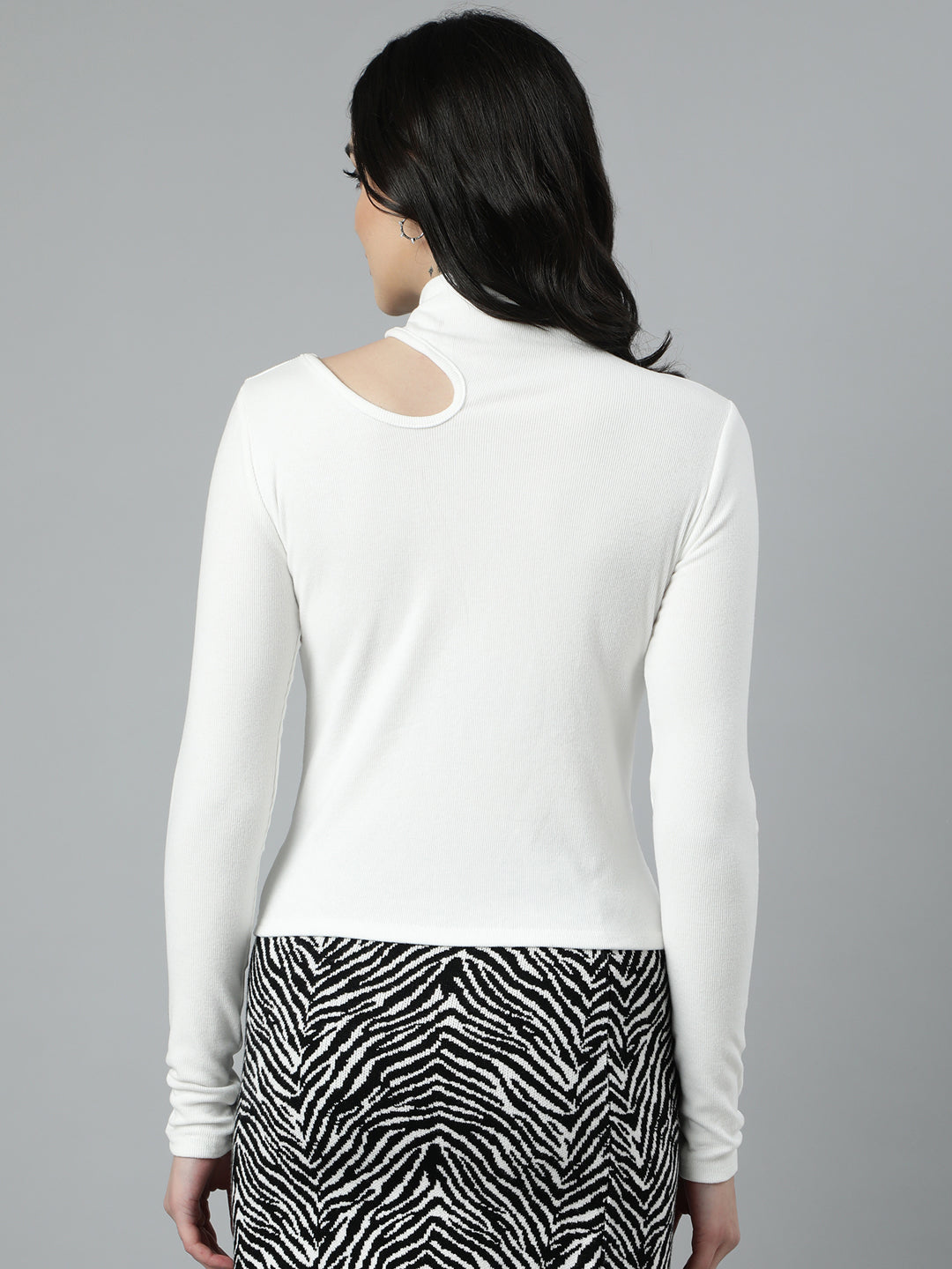 Women Solid Off White Top