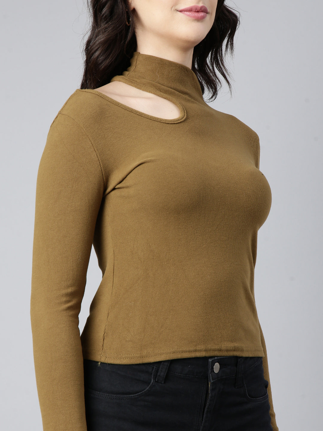 Women Solid Olive Top