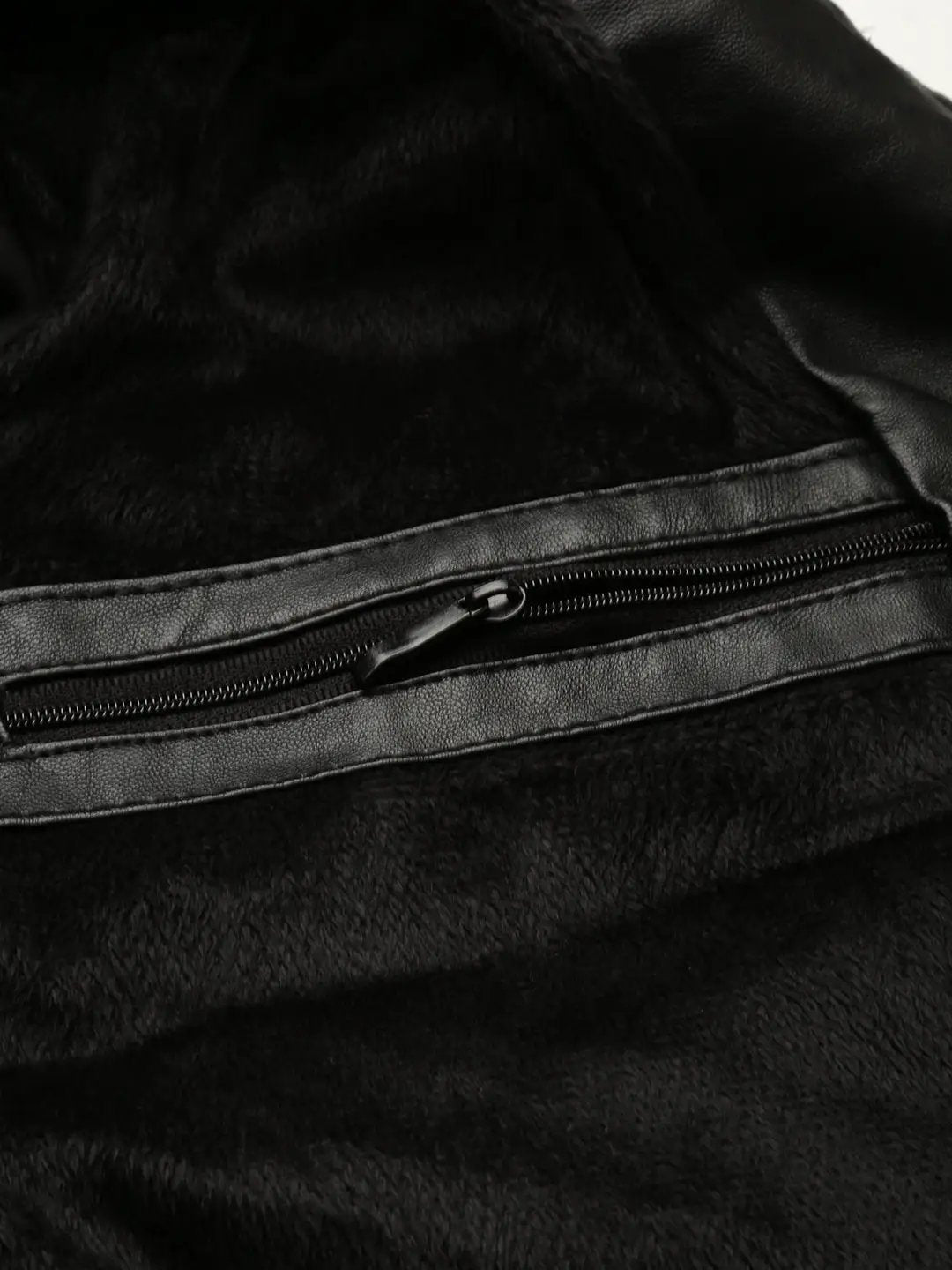 Men's Black Solid Leather Jacket