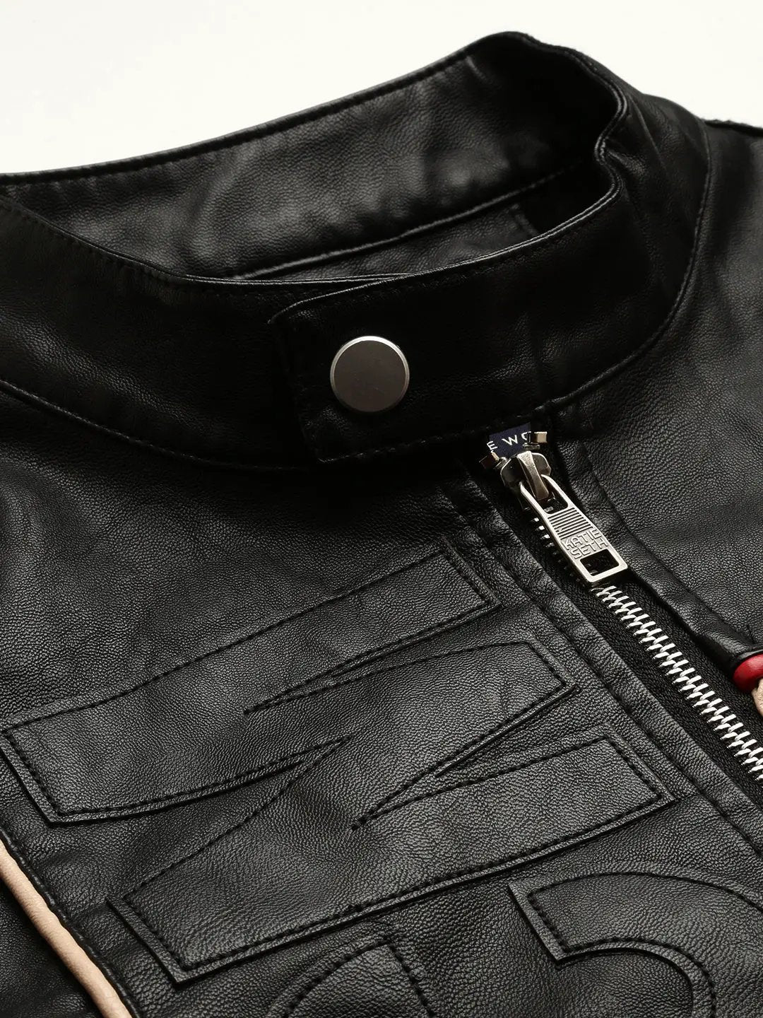 Men's Black Solid Leather Jacket