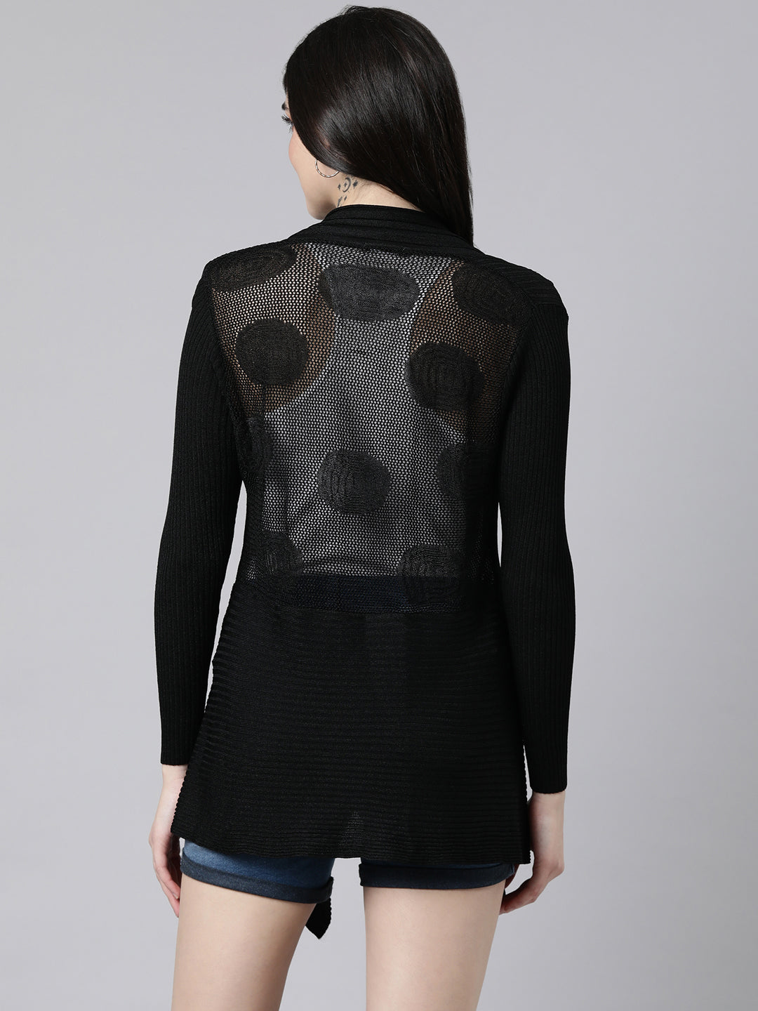 Women's Solid Black Shrug