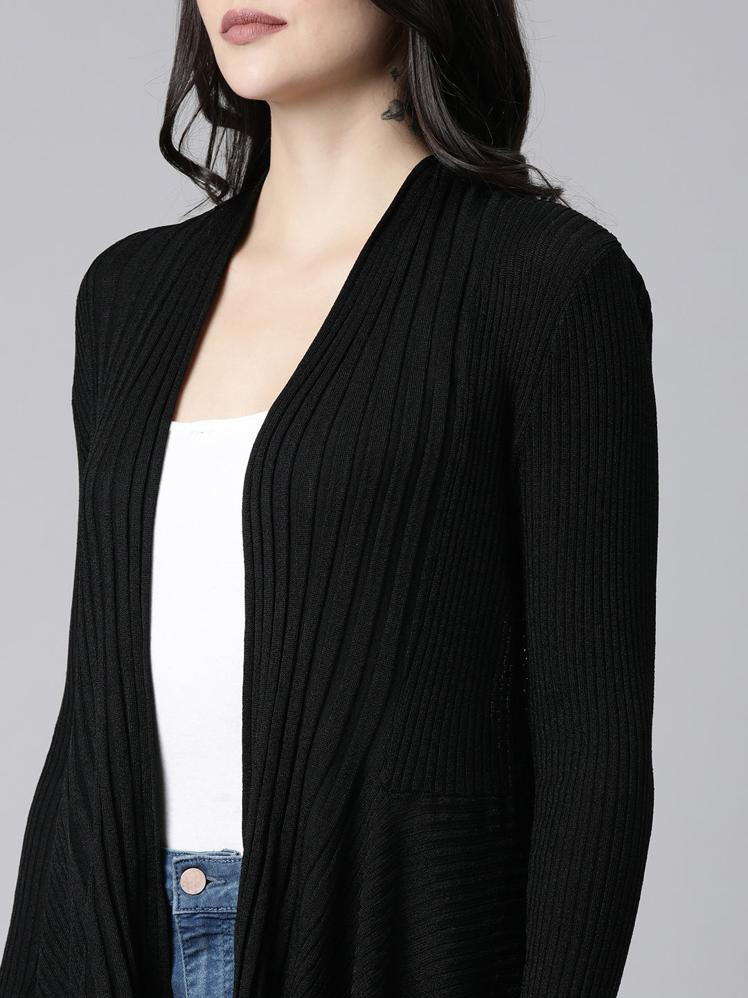 Women's Solid Black Shrug