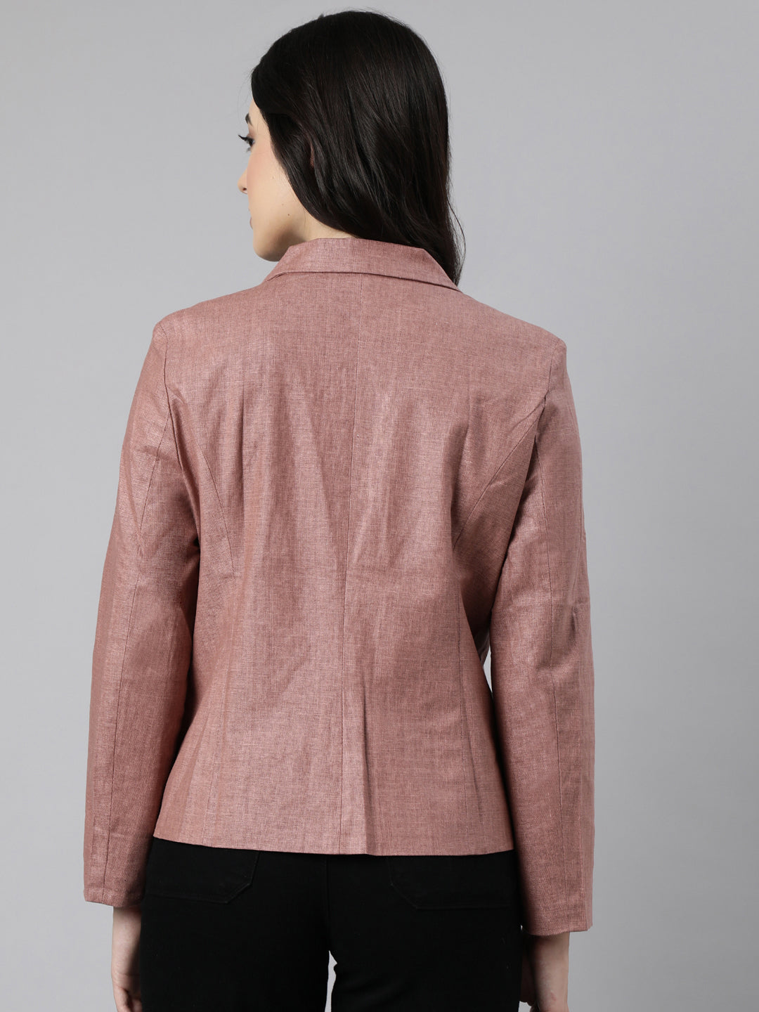 Women's Brown Notched Lapel Collar Single Breasted Slim-Fit Blazer
