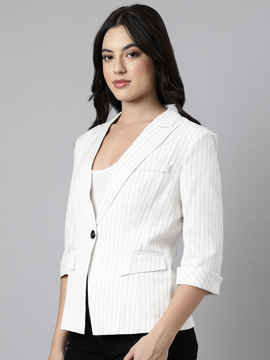 Women White Single-Breasted Blazer