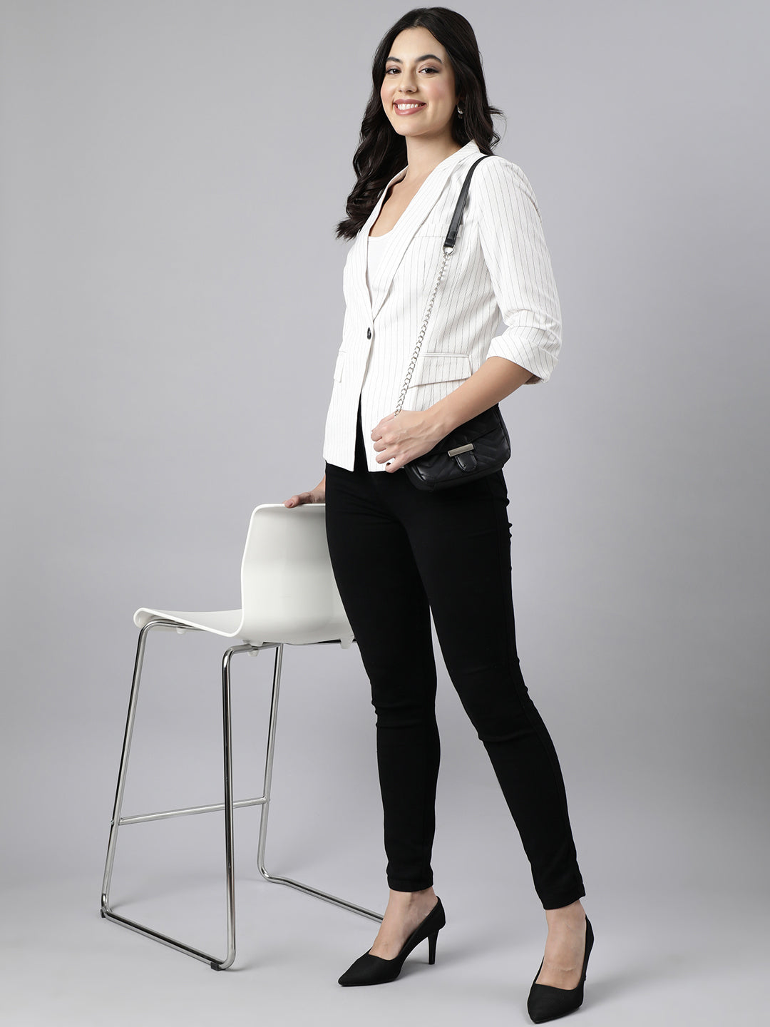 Women White Single-Breasted Blazer