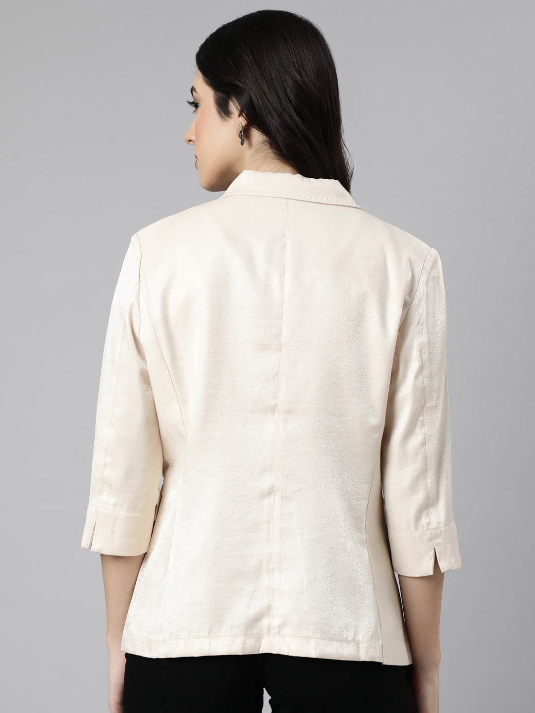 Women Beige Single-Breasted Blazer