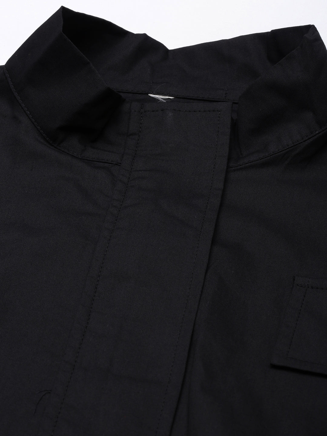 Women's Solid Black Crop Oversized Drop Shoulder Tailored Jacket