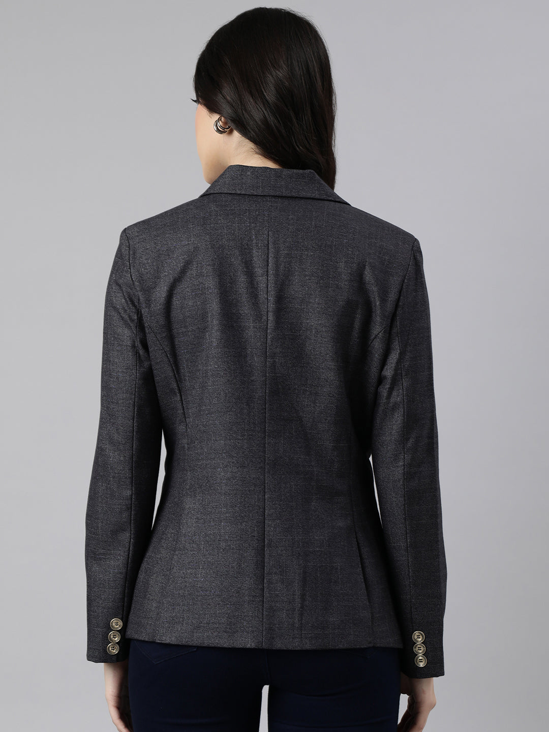 Women Grey Double-Breasted Blazer