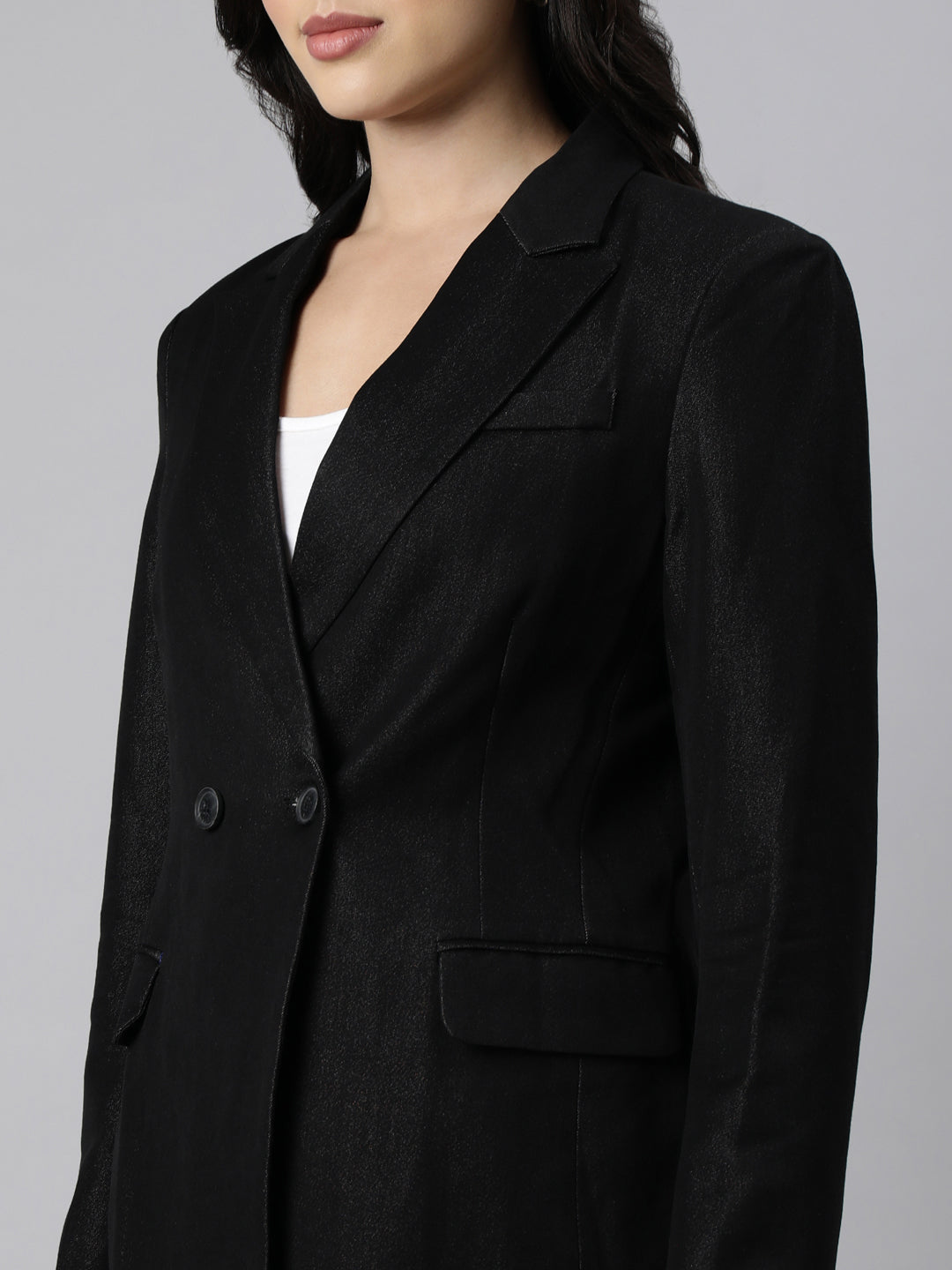 Women's Black Double-Breasted Blazer