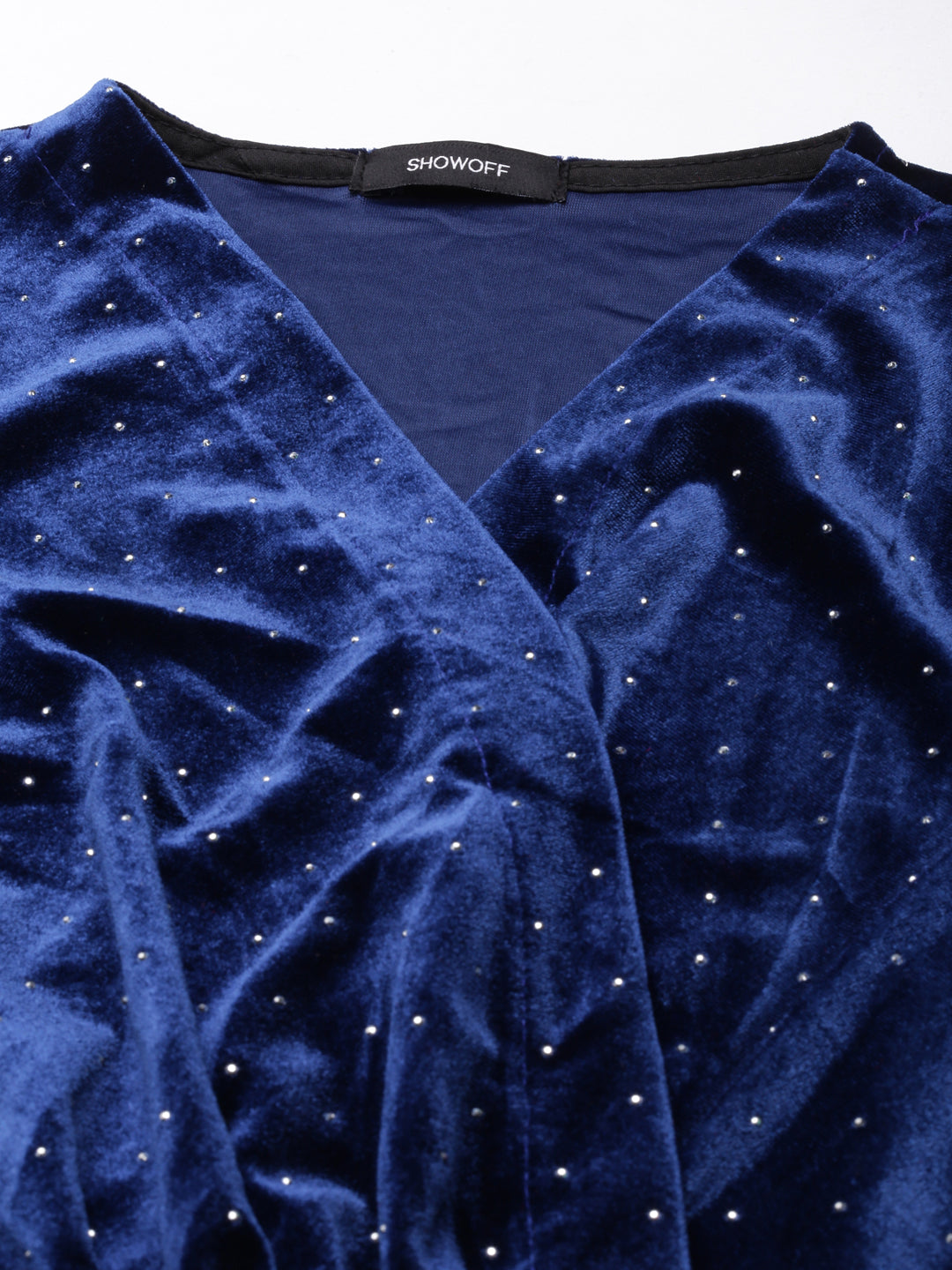 Women's Embellished Navy Blue A-Line Dress