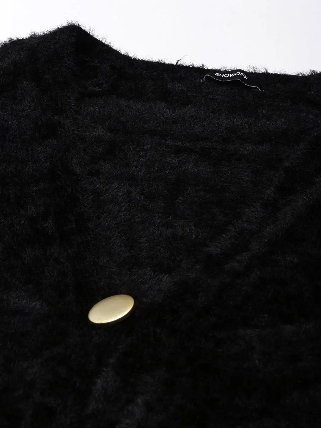 Women's Solid Black Cardigan